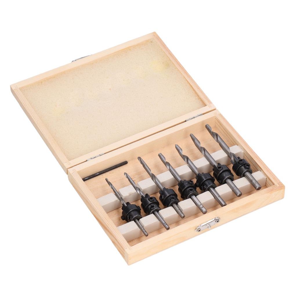 Adjustable Collars Countersink Drill Bit Set High Speed Steel Bit Set  Wood Drilling