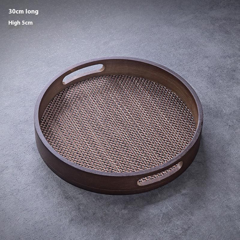Tea Tray Tea Set Tea Cup Water Cup Tray Home Living Room Fruit Dim Sum Round Dry Soak Tray Bamboo Tray Tea Ceremony