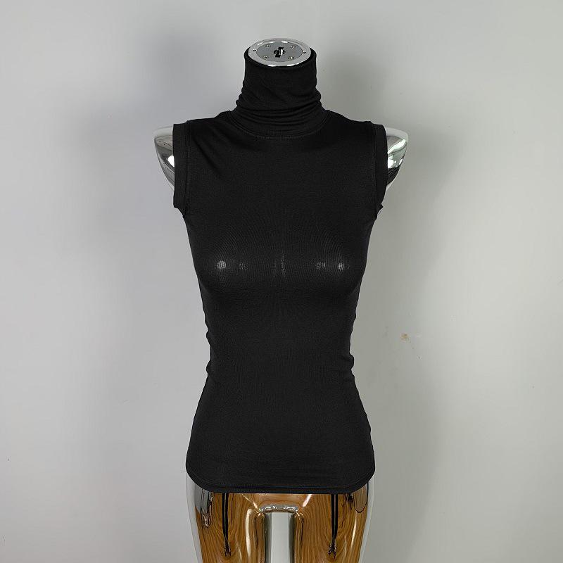 

Женский тонкий, прозрачный жилет без рукавов с высоким воротом от Dongdaemun One Size