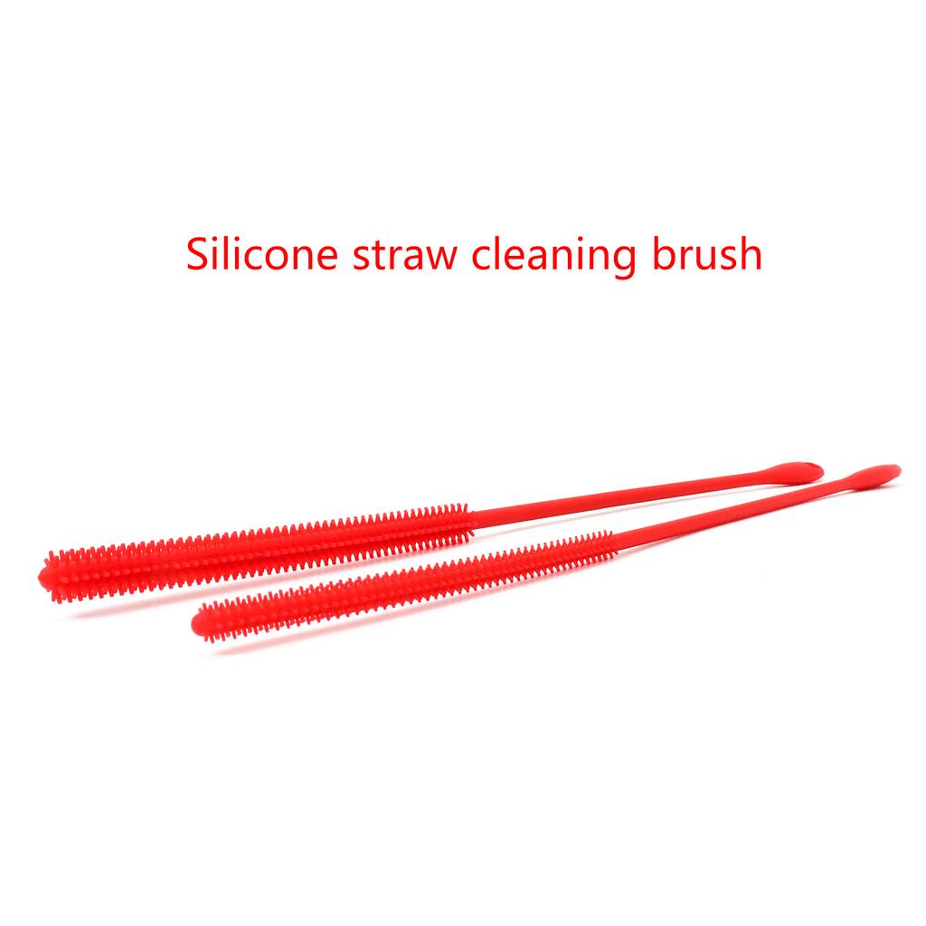 2Pcs Silicone Straw Brushes, Extra Long Straw Cleaning Brush Reusable Travel Drinking Bottle Straw Cleaner Bendable