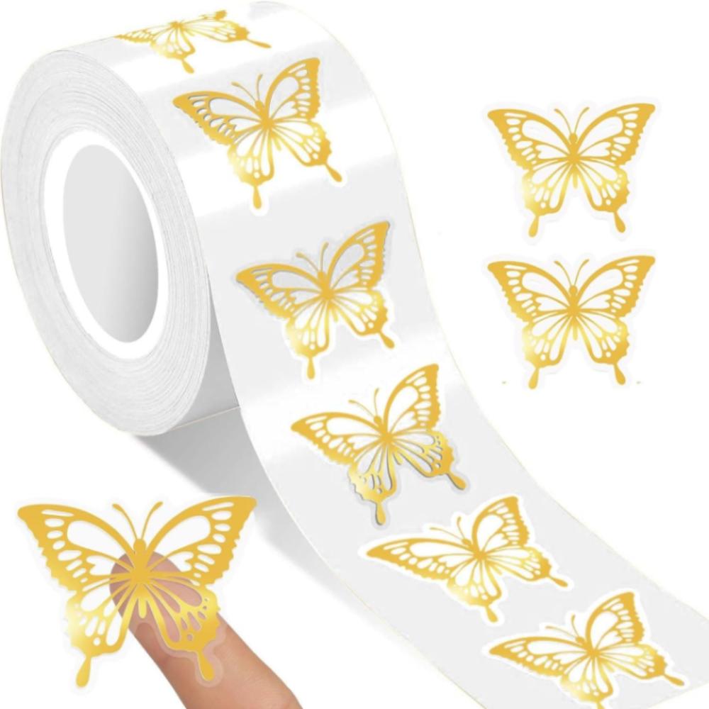 Gold Foil Butterfly Stickers Golden Decorative Stickers Stationery Gift Stickers Envelope Sealing