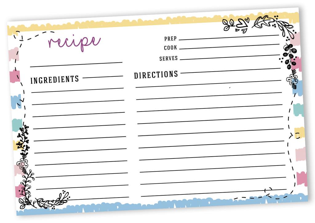 Inkdotpot Recipe Card 6x4 inch Single-Sided Recipe Design Cards White Floral Recipe Cards Wedding-Bridal Shower-Baby Shower- Pack of