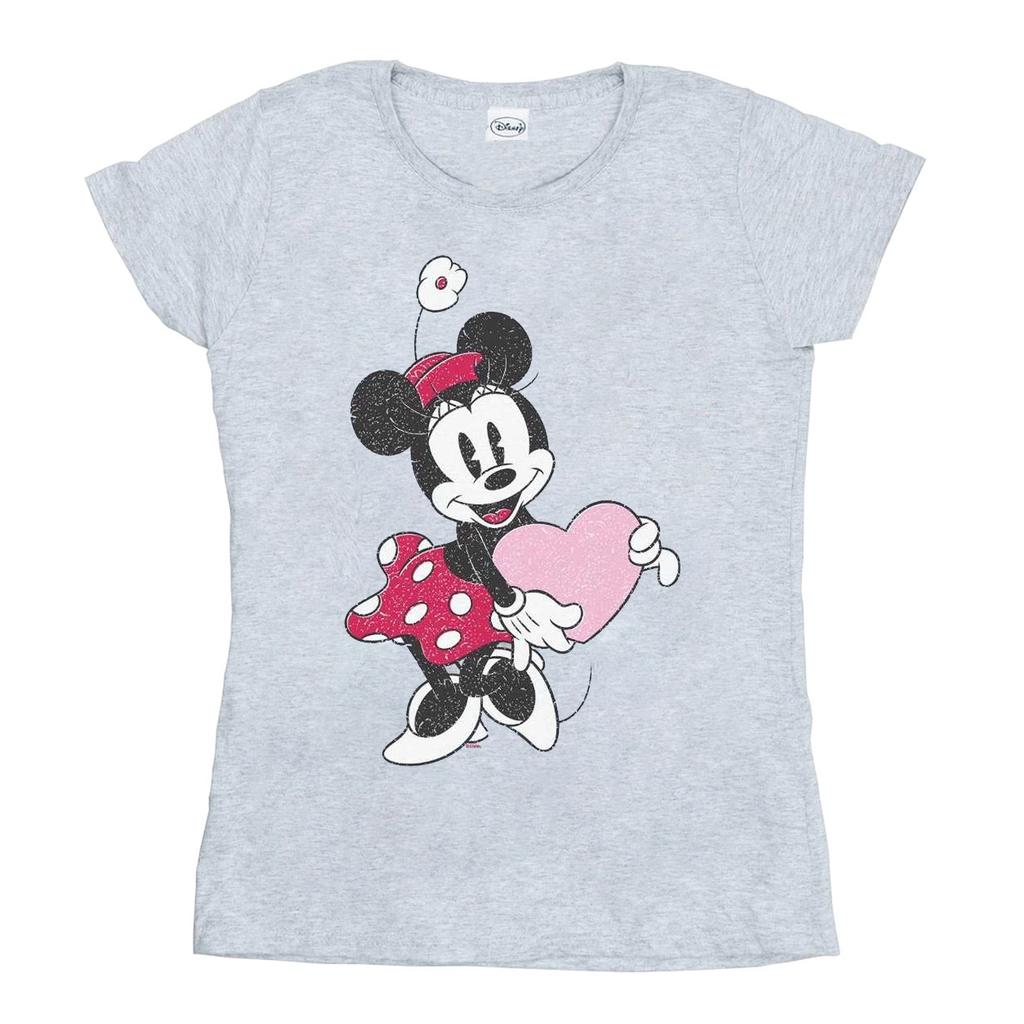 Disney Womens/Ladies Minnie Mouse Love Heart Cotton T-Shirt