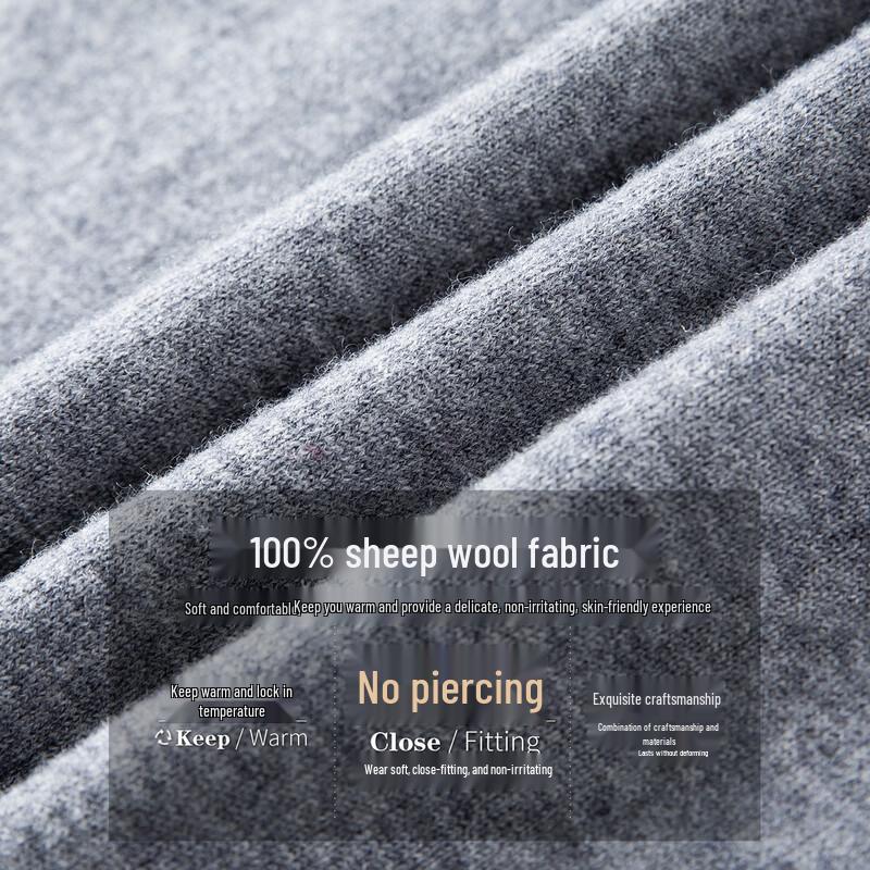 Futing Men's 100% Merino Wool Round Neck Knit Sweater