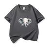 Kids Cotton T Shirt Cute Peeking Little Elephant Print Crew Neck Short Sleeve Tee Casual Breathable Boys Girls Summer Tops