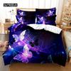 Purple 3D Bedding Set Polyester Duvet Cover Queen King Twin Single Lavender Butterfly Quilt Cover