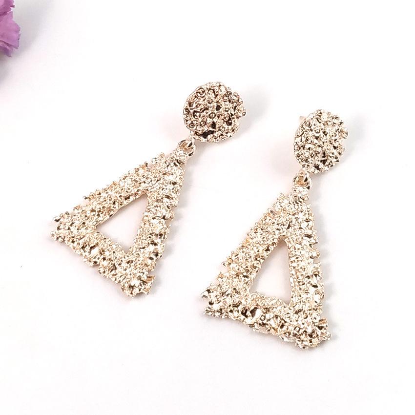 European & American Style Geometric Metal Hollow Triangle Earrings for Women