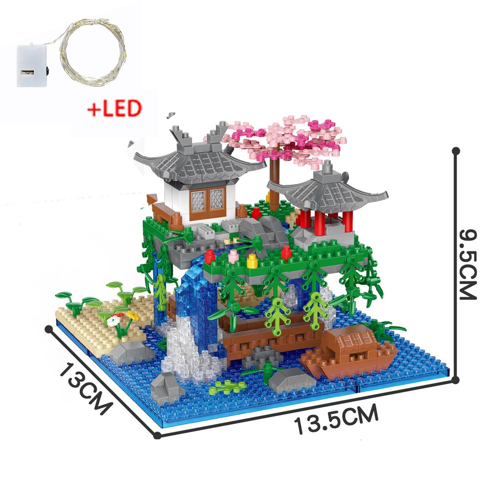 2008pcs DIY Discoloration Cherry Blossom Flower Pink Tree House Train Assembly Building Blocks Classic Model Bricks Sets Kid