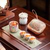 Su Shi Ceramic Travel Tea Set - Gilded Silver Myriad Flowers