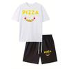 European Size Happy Pizza Symbol Print Men'S Short Sleeve T-Shirt Casual Sports Top , Spring And Summer Matching