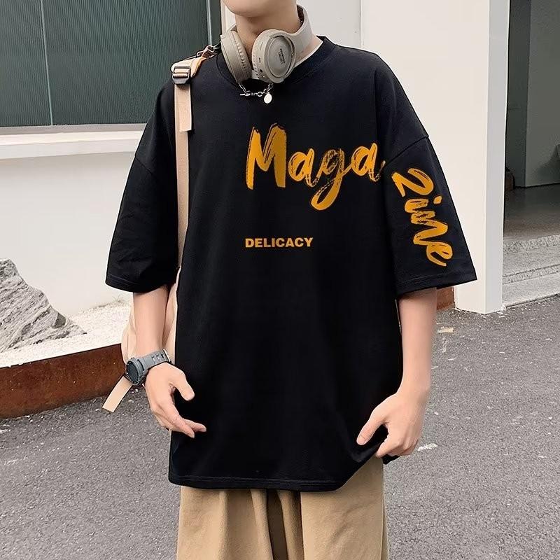 

M-8XL Мужская футболка Оверсайз Свободная Модная Футболка с принтом букв MAG в корейском стиле Простые Повседневные Топы Летняя Одежда для Влюбленных 4XL