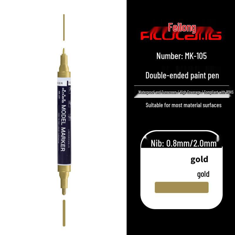 Filolang MK-105 Double-Ended High Temp Waterproof Fade-Resistant Industrial Paint Marker Pen золотой