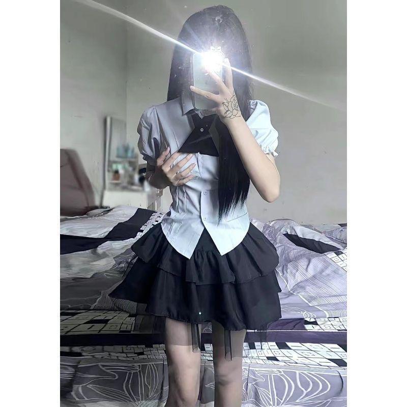 2024 Sommer Petite Damen Super Fee Puffrock & Kurzarm JK Uniformhemd