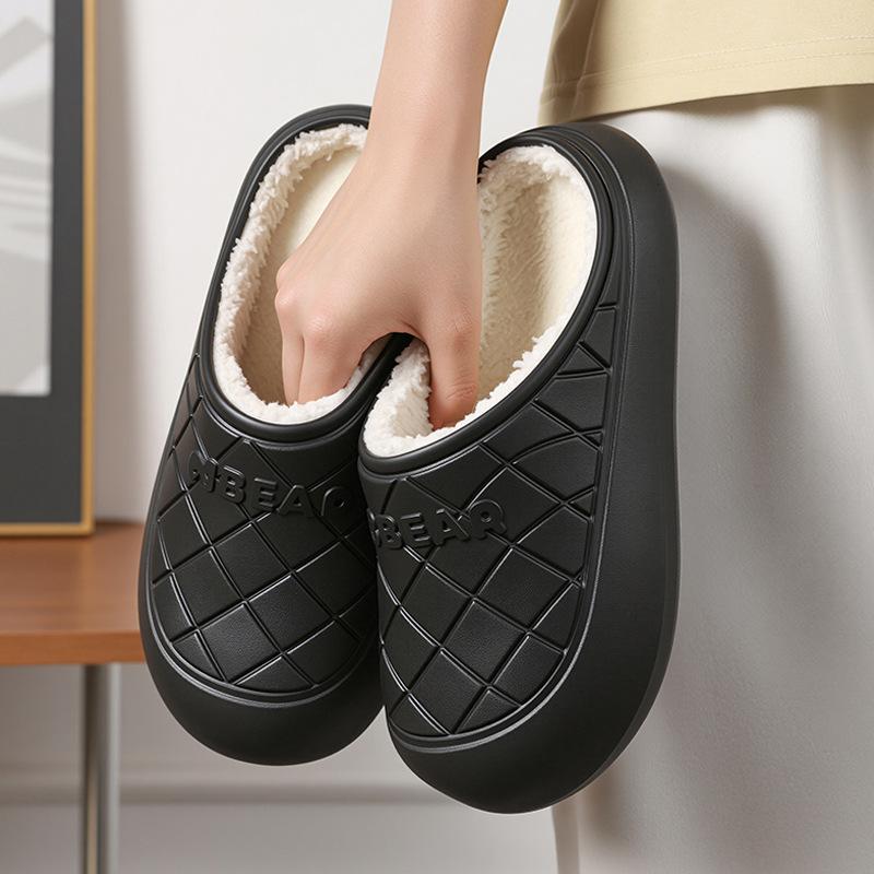 Cotton slippers with plush winter indoor warmth autumn cute couple home winter slippers plush