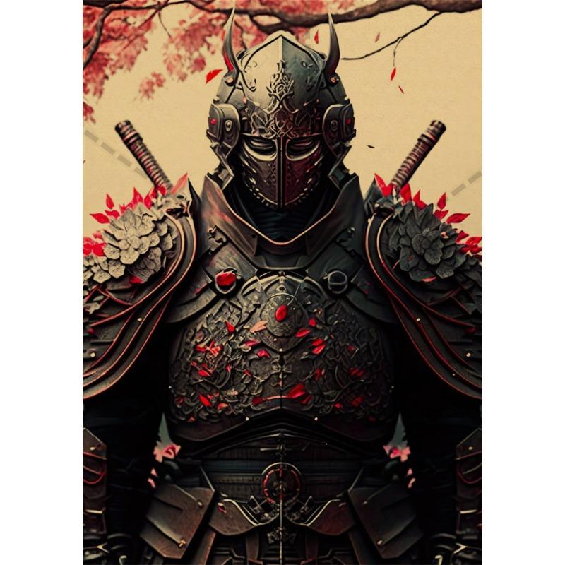 Retro Vintage Floral Samurai Anime Poster  Aesthetic Canvas Wall Art Print for Home Decor