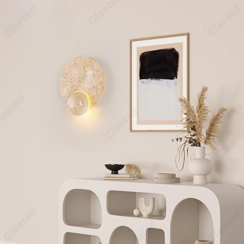 European LED Yellow Cave Stone Cream Wall Lamp Living Room Study Bedroom Bedside Atmosphere Decorative Lighting Lamps