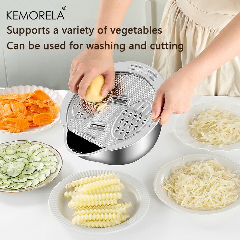2 In1 Wash and Cut Vegetable Drain Bowl Stainless Steel 304 Rice Washing Bowl Fruit And Vegetable Strainer Kitchen Tool
