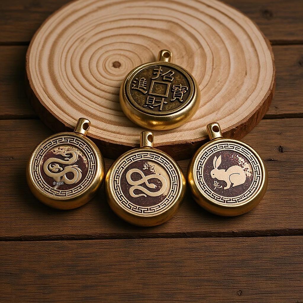 

Brass Rotating Zodiac Keychain Pendant: Unisex Creative Handicraft