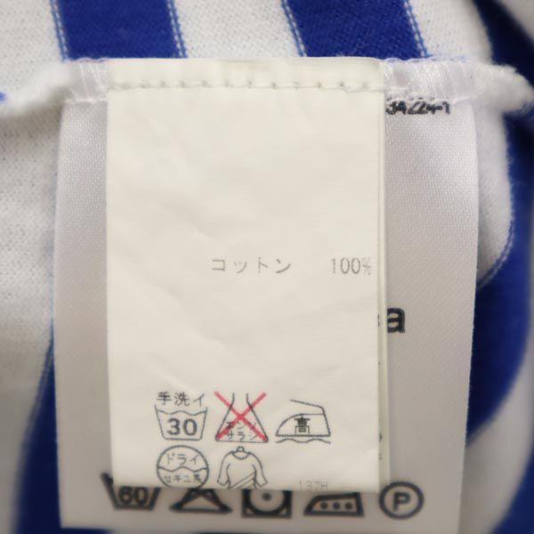 Marimekko Border Long Sleeve One Piece 160 Blue X White Kid's Used