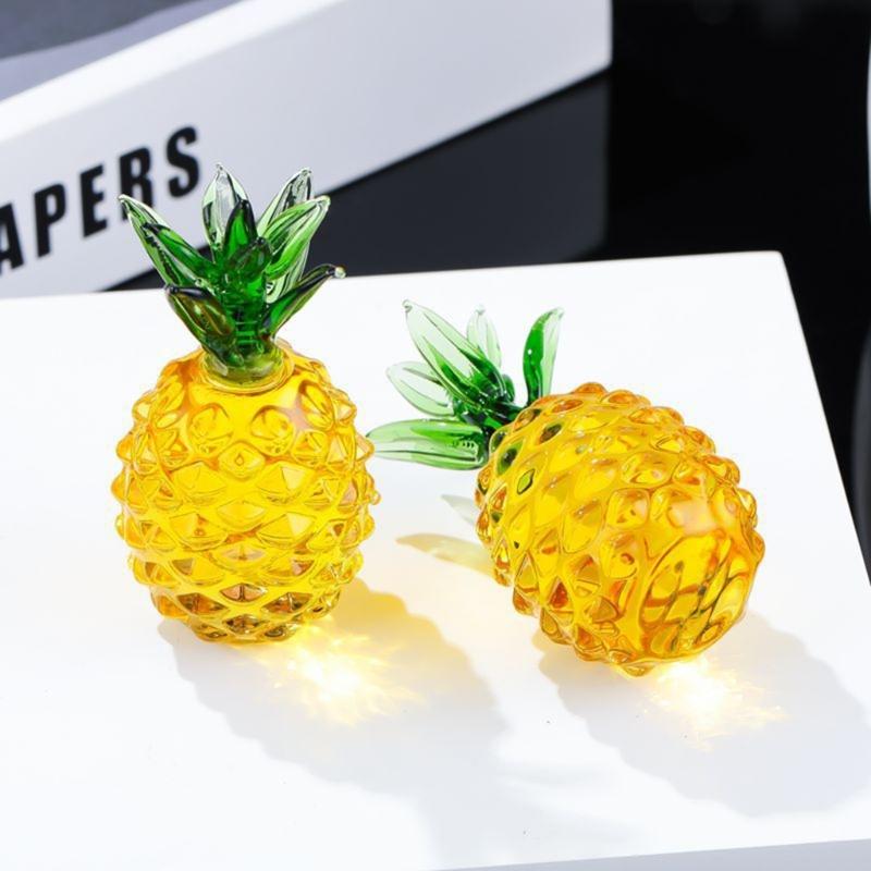 Handcrafts Crystal Pineapple Figurine Elegant Glass Artificial Fruit Sculpture Ornament for Home and Office Table Decors