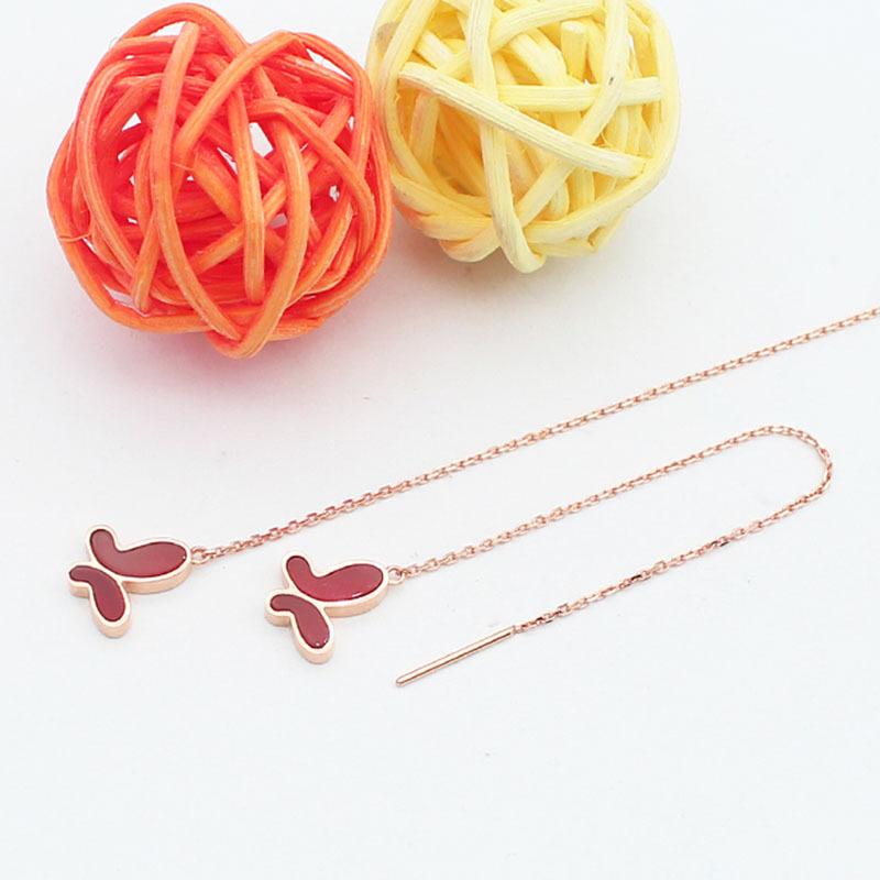 Exquisite Russian 585 Purple Gold Red Pomegranate Butterfly Earrings Beautiful Women Rose Gold Plated Sweet Gold Earrings