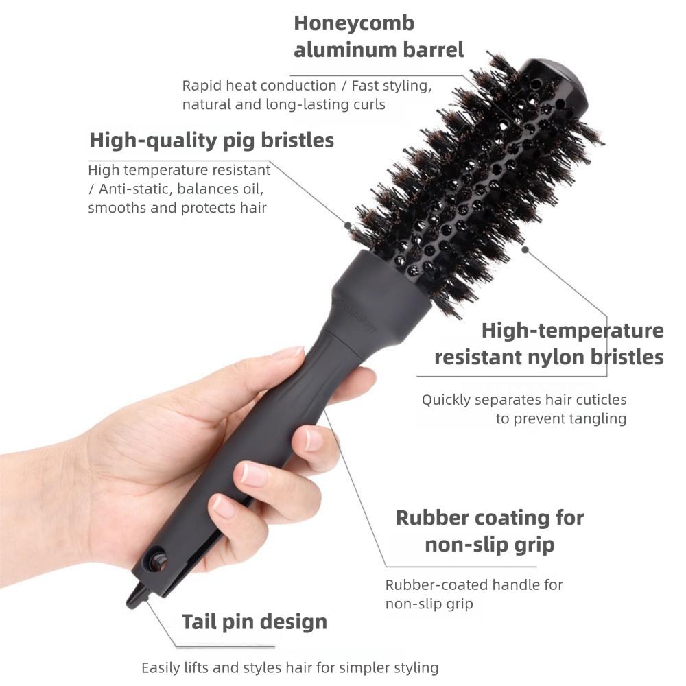 with Pointed Tail Round Rolling Brush Round Barrel Hair Curling Brush Men/Women