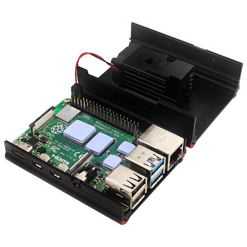Aluminum Alloy Raspberry Pi 4 Model B Case with Cooling Fan - Drop-proof, Shockproof, Sturdy, and Durable Protective Shell.