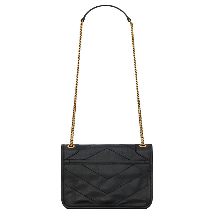Saint Laurent YSL Niki Vintage Bronze Hardware Leather Mini Shoulder Bag Men Shoulder Bag Black 8460870EN071000