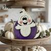 Ghost Letter Sign for Home Halloween Wooden Ornament, Retro Solid Ghost/Letter/Pumpkin Sign, Tabletop Handmade Fall Centerpiece Decoration Dining