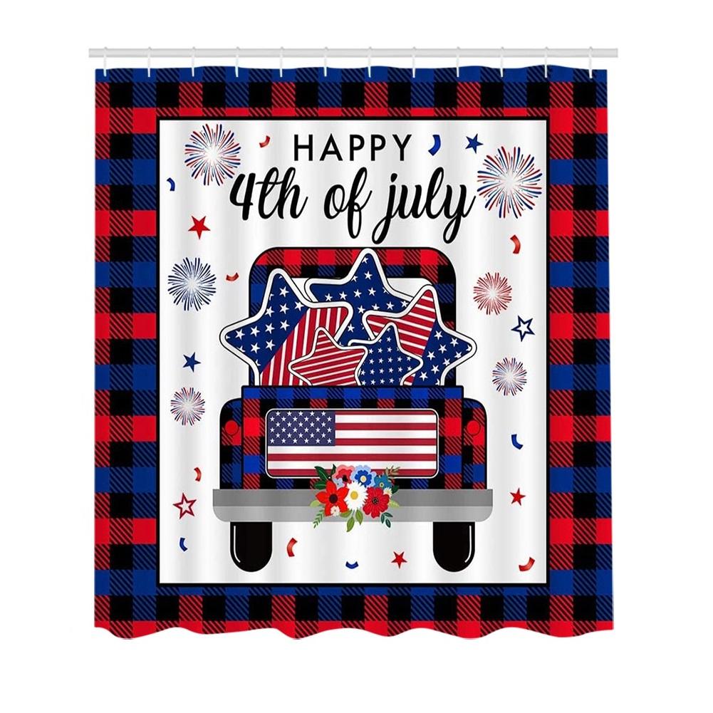 

Водонепроницаемая занавеска для душа, занавески для ванной комнаты с крючком, занавески для ванной с принтом в честь Дня независимости, аксессуары для ванной комнаты 180*180cm 1pcs