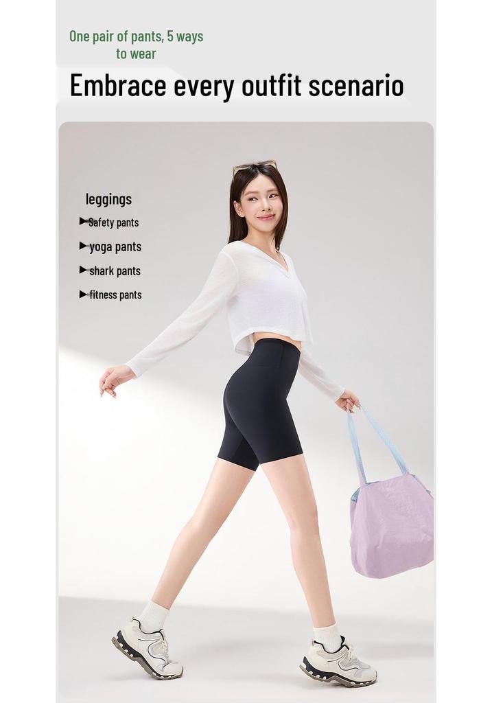 Three-Point High-Waisted Yoga Shorts for Women - Tummy Control, Butt Lifting, Anti-Exposure Fitness Base Layer