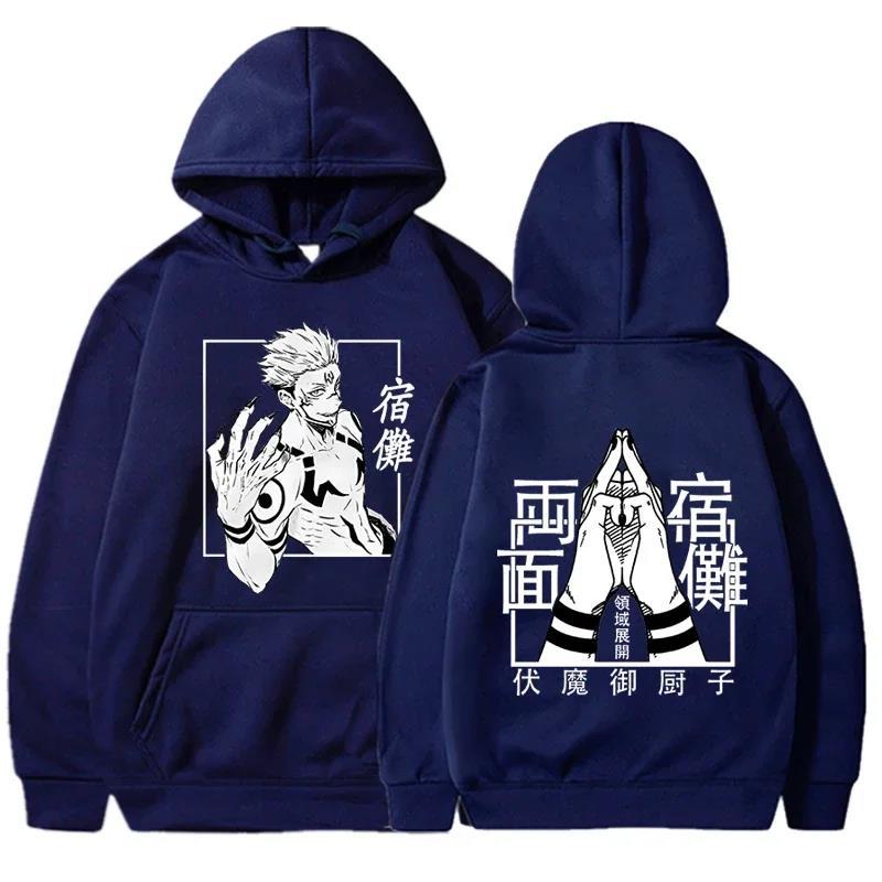Mote Anime Jujutsu Kaisen Ryomen Sukuna Trykket Hettegenser Langermet Sweatshirts Kvinner Harajuku Streetwear Pullovers