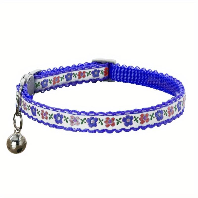 Exquisite floral bestickte Katzenhalsbänder, verstellbare und strapazierfähige Haustierhalsbänder, Katzenzubehör, niedliches Katzenhalsband mit Glöckchen   Perfekt