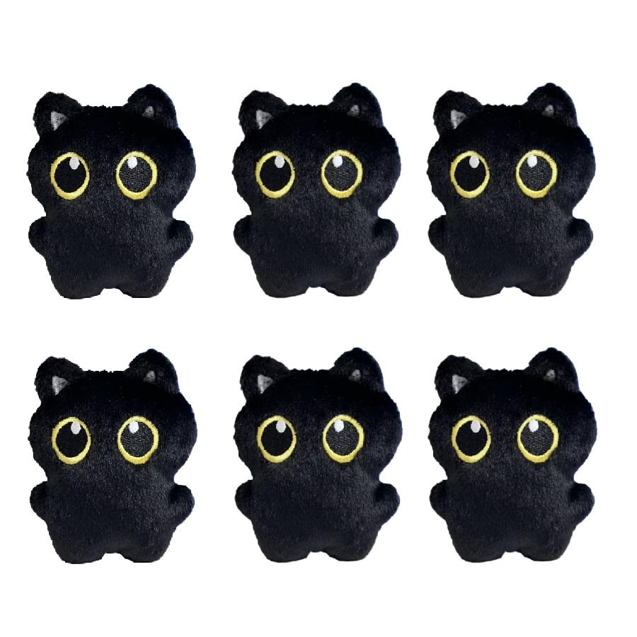 1-12pcs Black Cat Plush Toy Keychain 10cm Pendant Cute Plushie Key Chain for Bag Decoration Kawaii Doll for Brithday Gifts