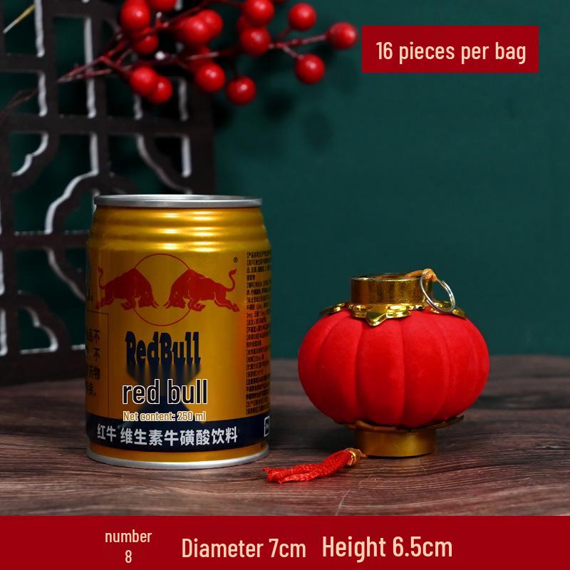 Small Red Flocked Ball Lantern Decoration for New Year Balcony and Outdoor Festival