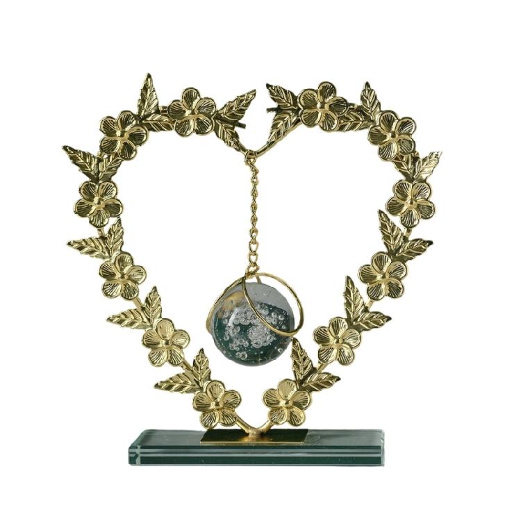 

Artistic Small Hanging Crystal Sphere Ball With Intricate Metal Wreath Stand for Home Desktop Bookshelf Decoration