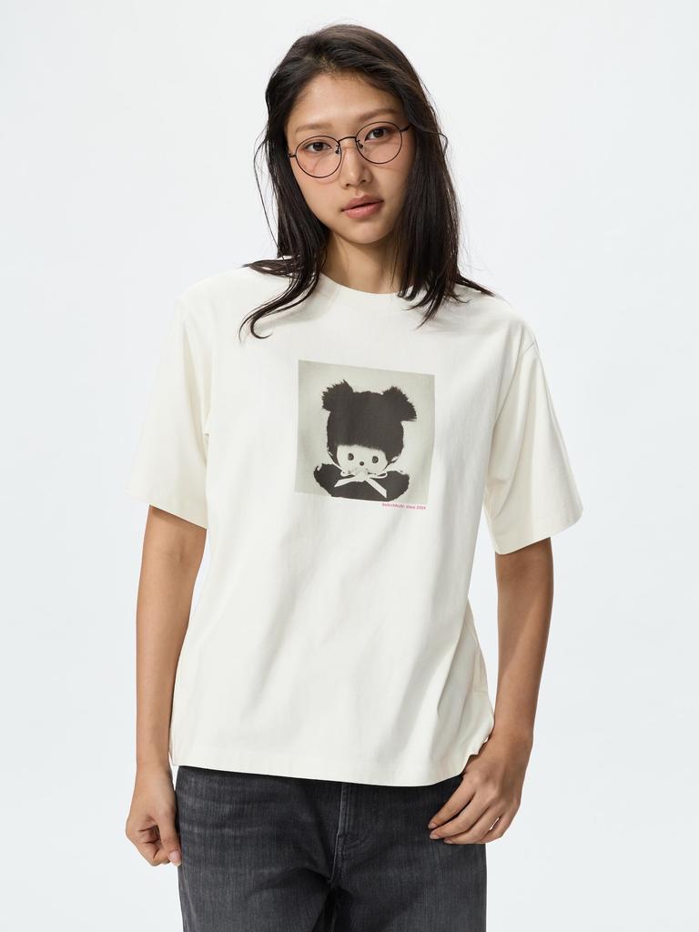 UNIQLO 488927 Monchhichi UT Relax Fit T-Shirt NATURAL Women Japan Limited Tee