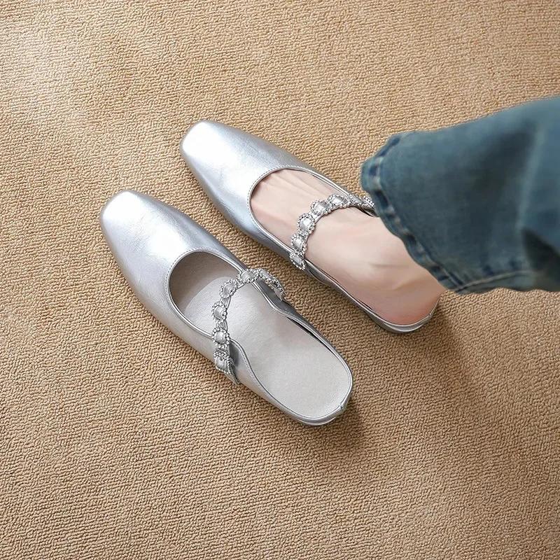 

Элегантные женские уличные шлепанцы с открытым носком, полуботинки, весна-лето, новый стиль, толстая подошва, модные, резиновые, без застежки 34