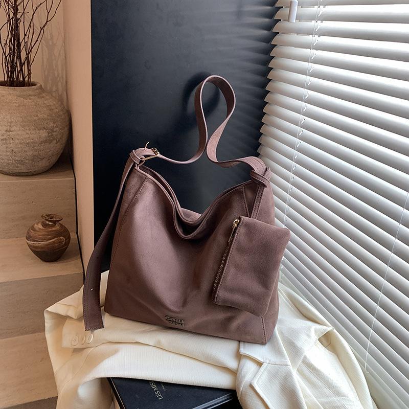 Suede Shoulder Tote Bag Women'S Light Luxury High-End Casual Messenger Handbag