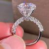 Luxury White Cubic Zirconia Engagement Rings for Women Copper Color Elegant Bride Wedding Party Accessories Gifts Trendy Zircon