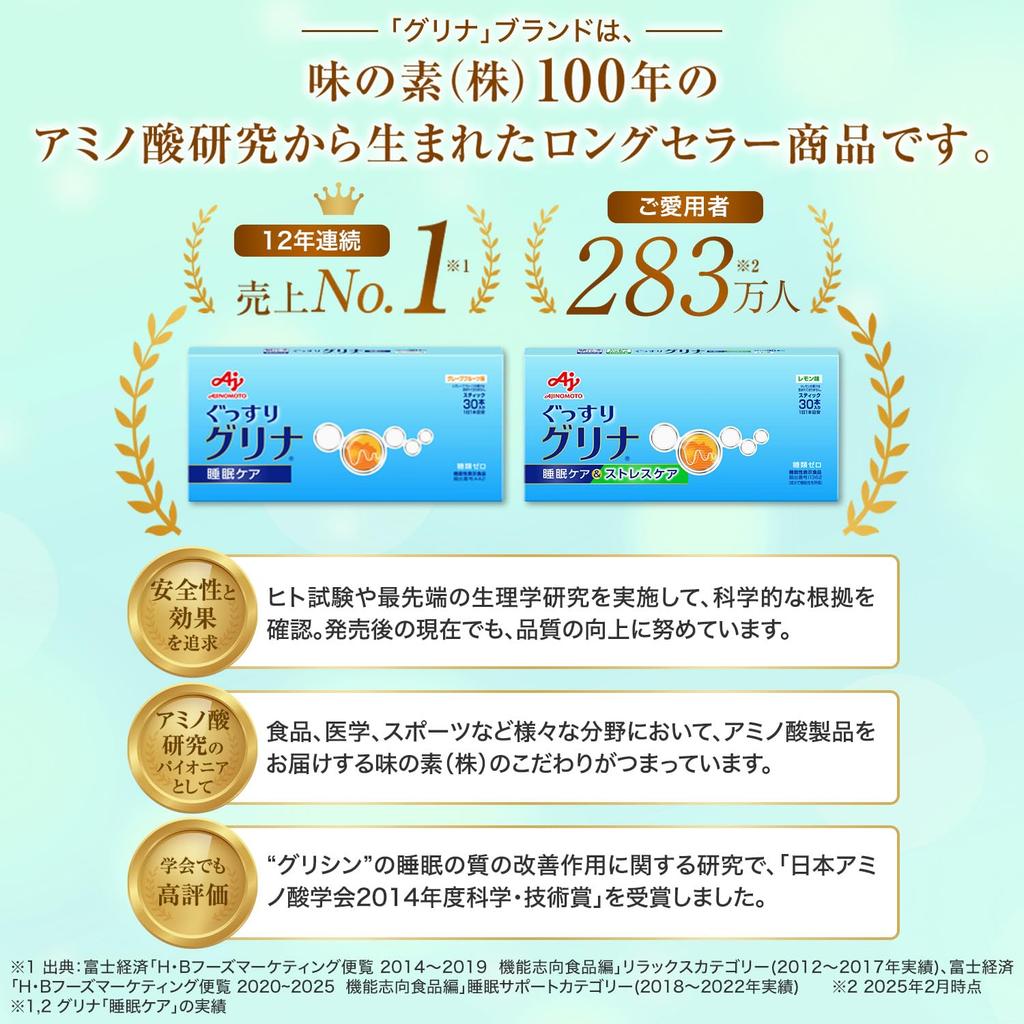 Ajinomoto Glyna Sleep Care (6-pack) Glycine Sleep Supplement [Food with Functional Claims]