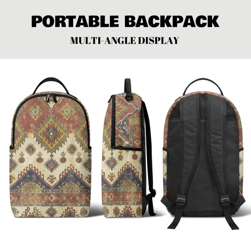 Internationale Station Pod-Muster Benutzerdefinierter Rucksack Retro Ethnischer Stil Mindestbestellung Reise-Erinnerungsbeutel