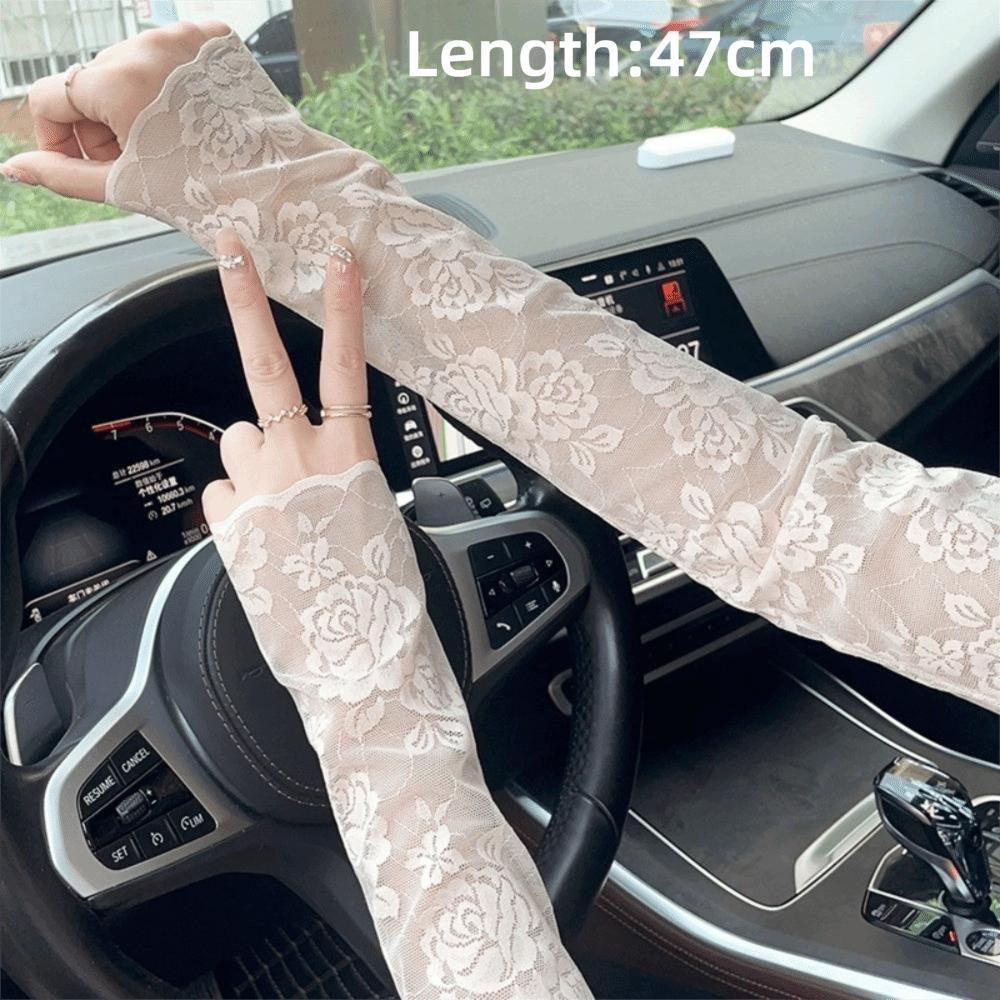 1 Pair UV Protection Fingerless Long Gloves Long Lace Arm Sleeve Fashion Arm Sleeves Sports
