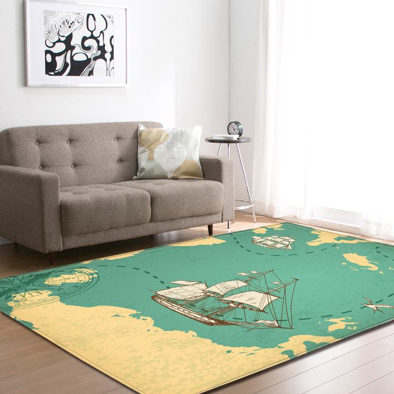 

121.9 x 160cm Exotic Living Room Rug Anti-Slip Bedroom Vintage Carpet Flannel Baby Crawling Mat DL0079