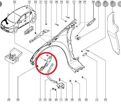 For Renault Clio Mk4 Sport Tourer 2016-2019 Right Front Fender Bracket Oem 620430255P