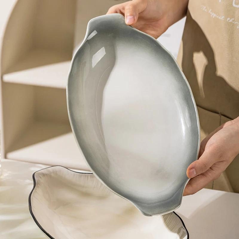 Vynikající talíře z keramiky v moderním stylu, talíř na velké ryby pro špičkovou restauraci, talíř na ovoce pro domácí odpolední čaj, unikátní nádobí