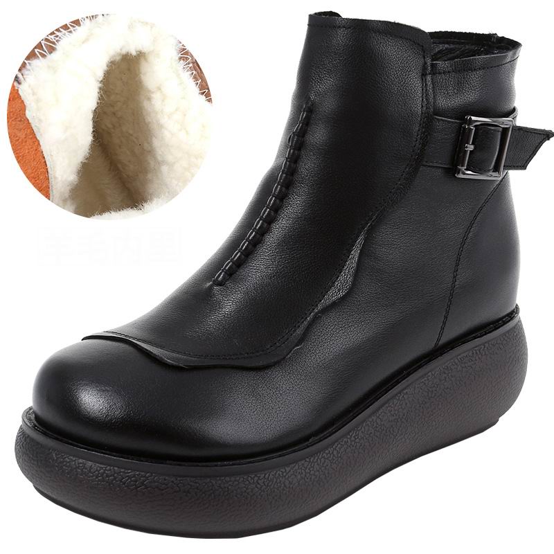 Fashion GKTINOO 2024 Waterproof Women Snow Boots 100% Genuine Leather Natural Wool Fur Platform Ankle Boots For Women Winter Warm Shoes