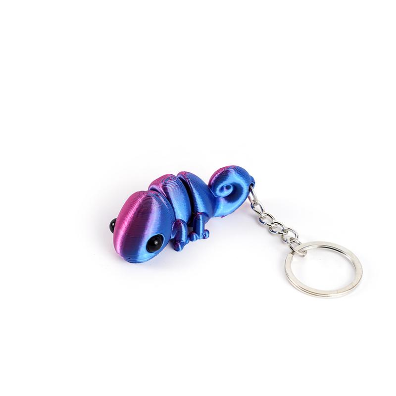 Creative 3D Printing Chameleon Keychain Pendant Multi-Joint Movable Simulation Animal Bag Charm Accessories Kids Gift Toys