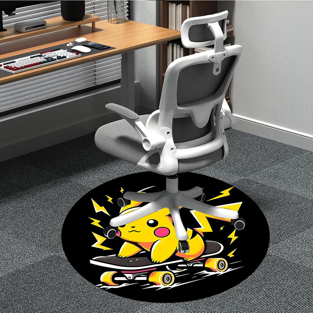 

1pc Pikachu Skateboarding Office Round Area Rug, Under Office Chairs Bedroom Living Room Home Decor a1022263 80cm by 80cm