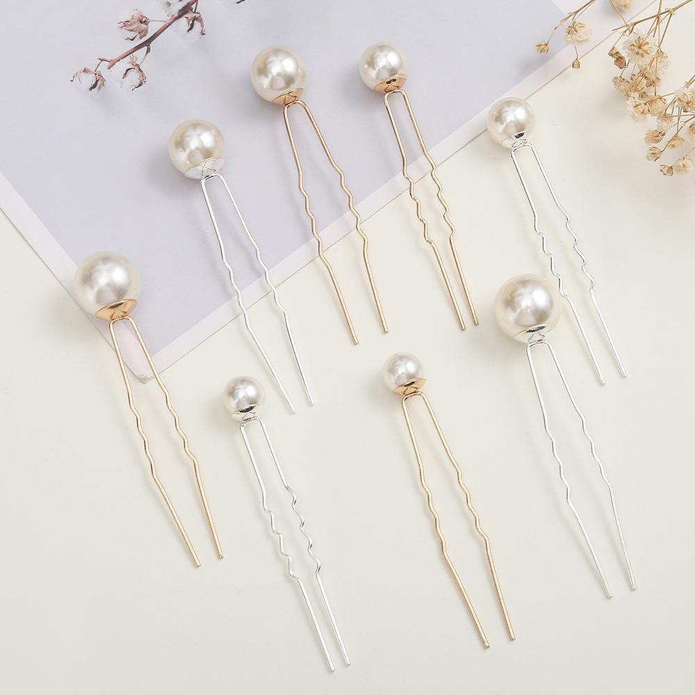 Korean version of Internet celebrity simple disc hairpin bridal wedding temperament pearl hairpin clothing accessories hairpin
